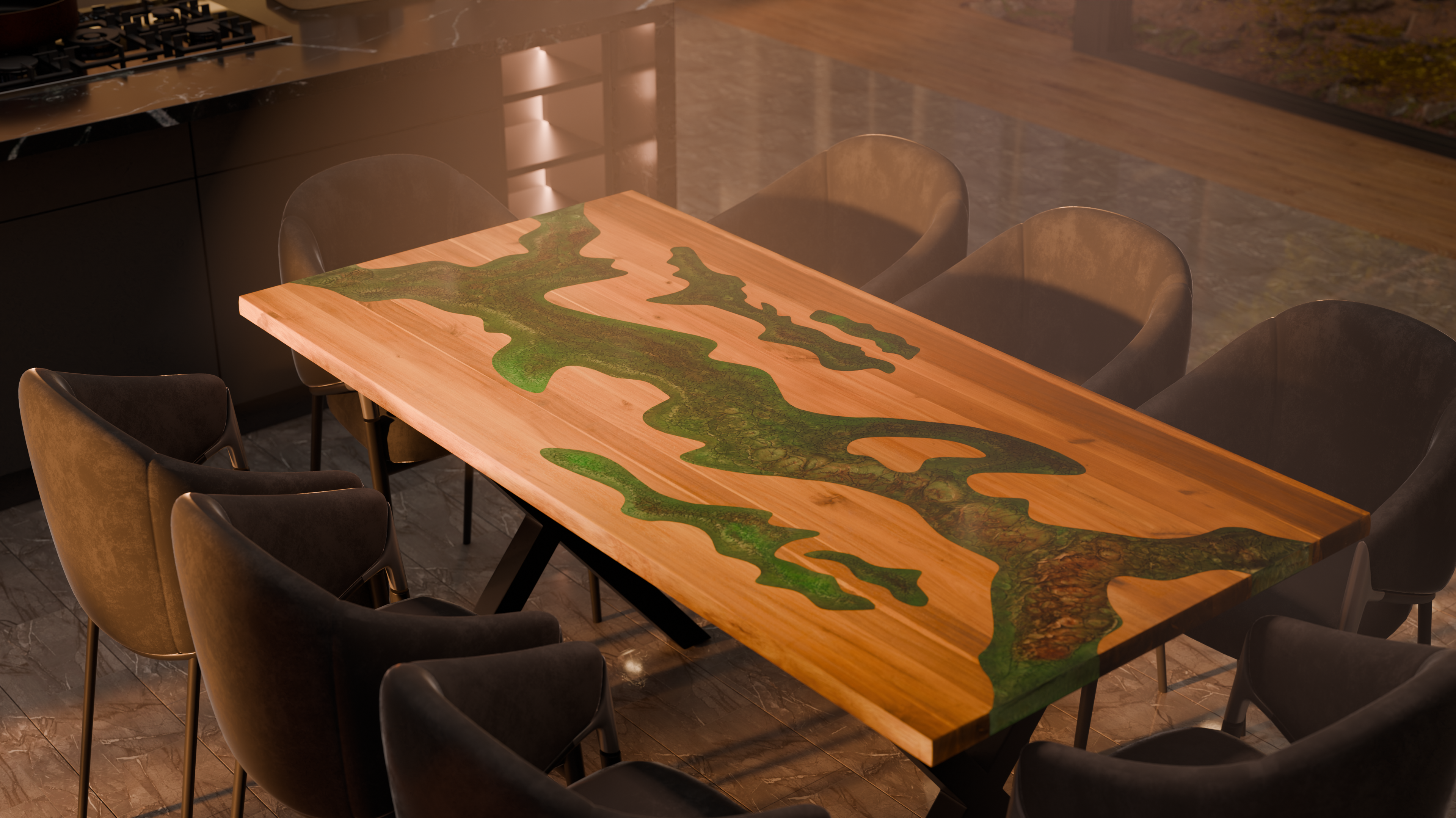 72" x 38" Artisan Epoxy Resin Table