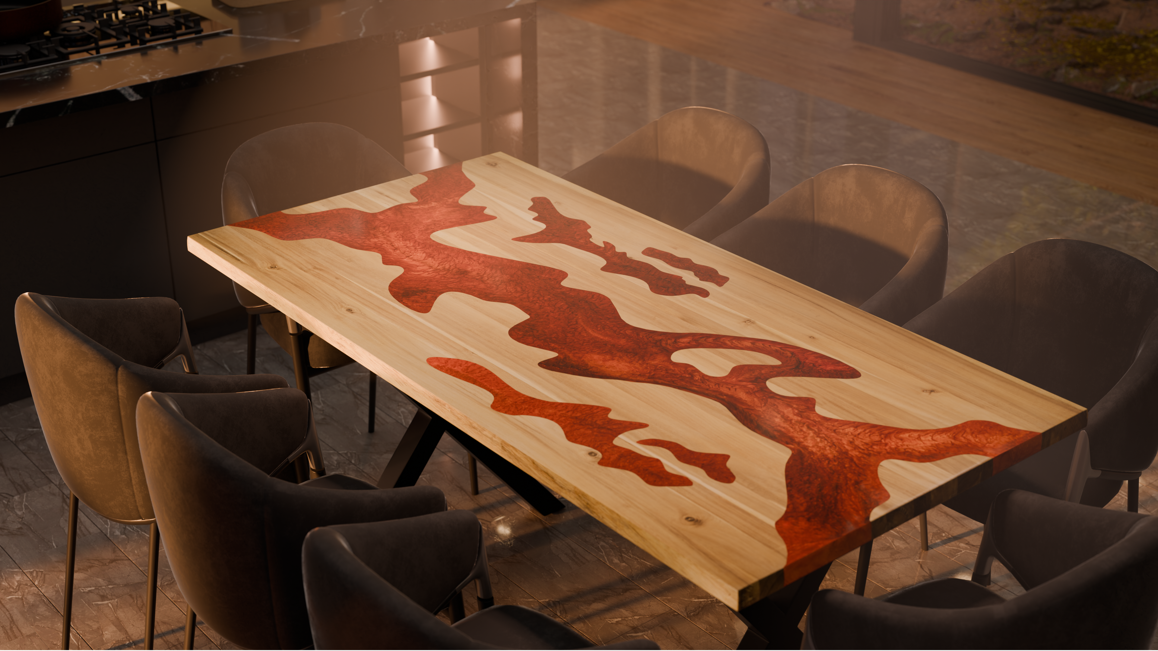 72" x 38" Artisan Epoxy Resin Table