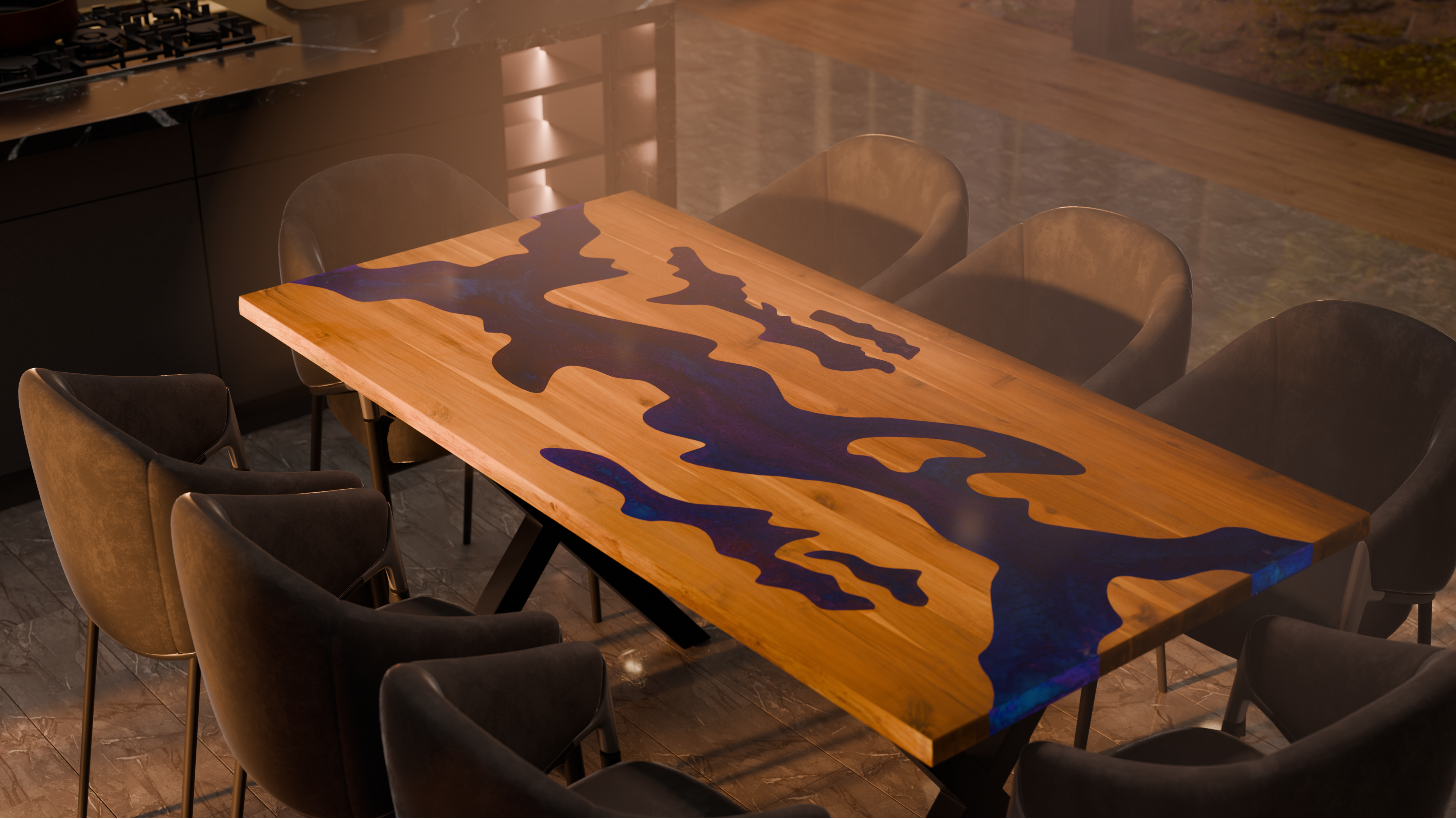 72" x 38" Artisan Epoxy Resin Table