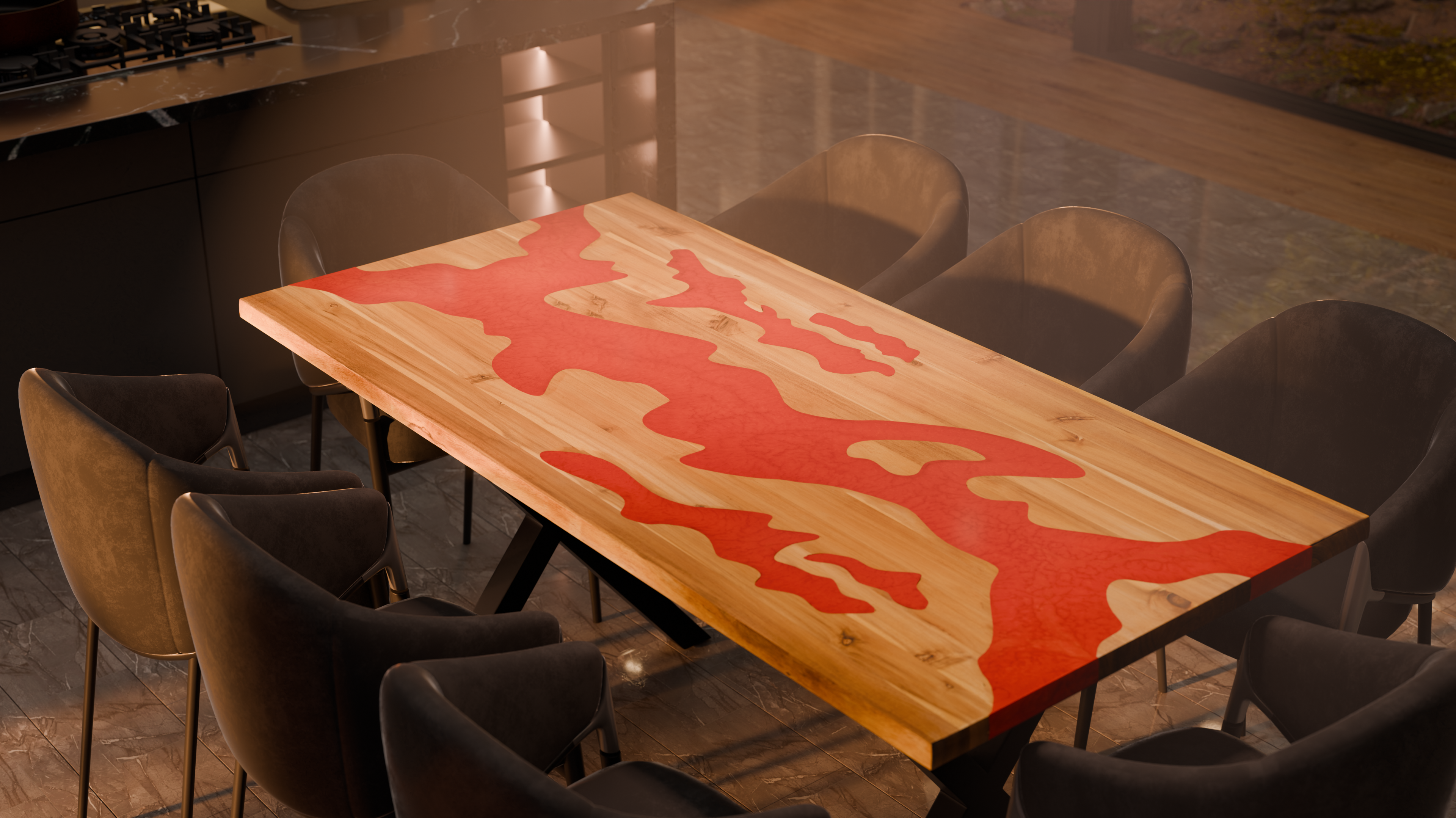 72" x 38" Artisan Epoxy Resin Table